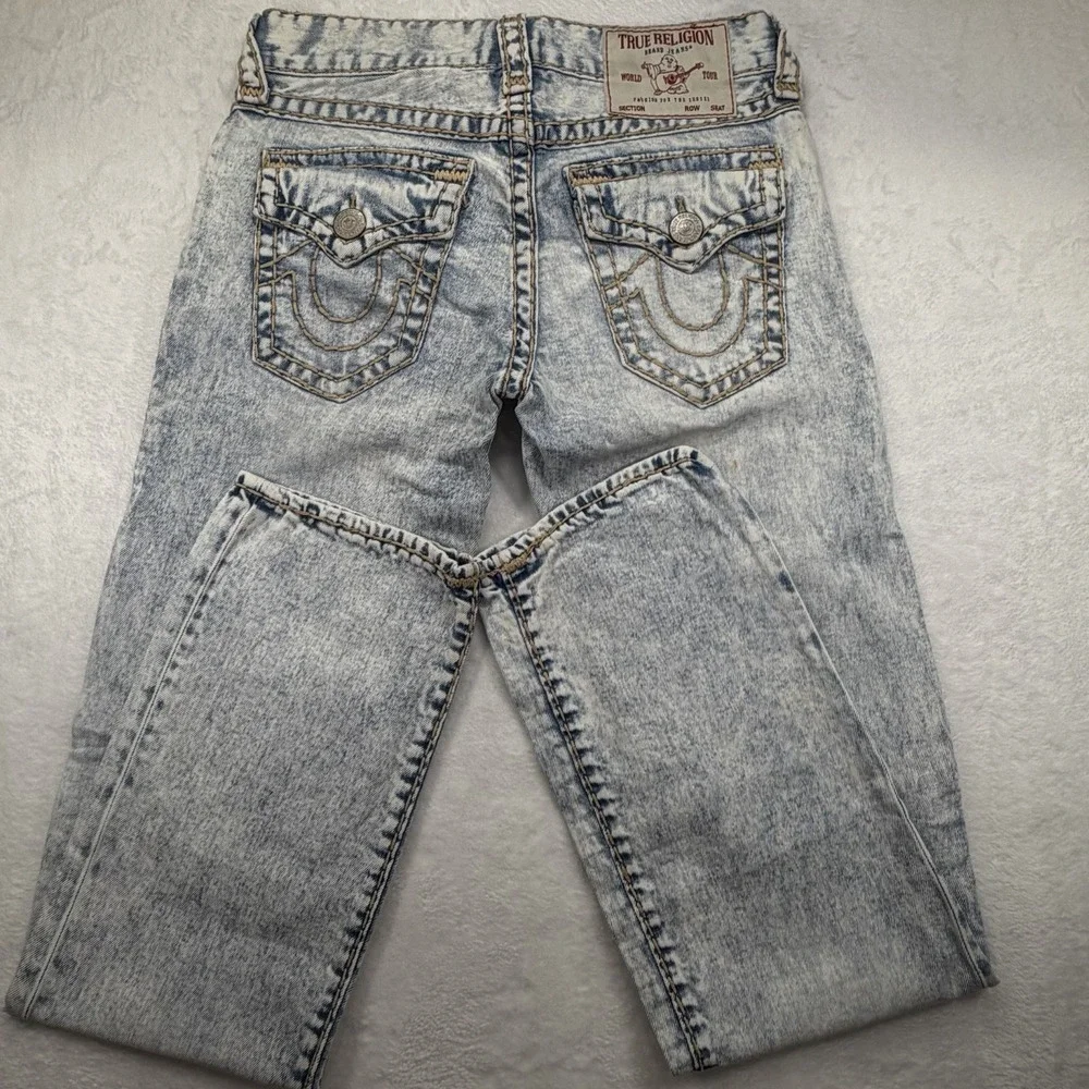 True Religion Ricky Acid Wash Straight Jeans Mens 28 Denim Blue Relaxed 30x34